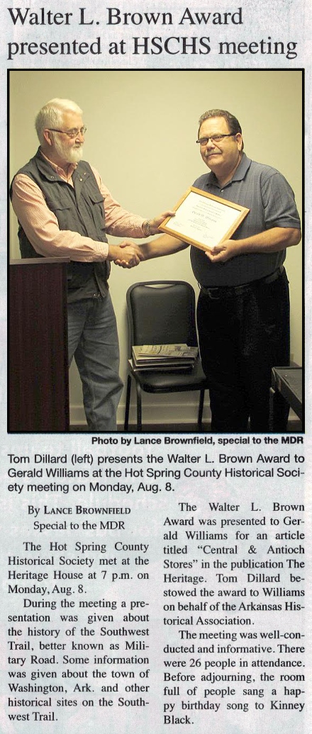 Walter Brown Award to Gerald W Williams 8 7 2017